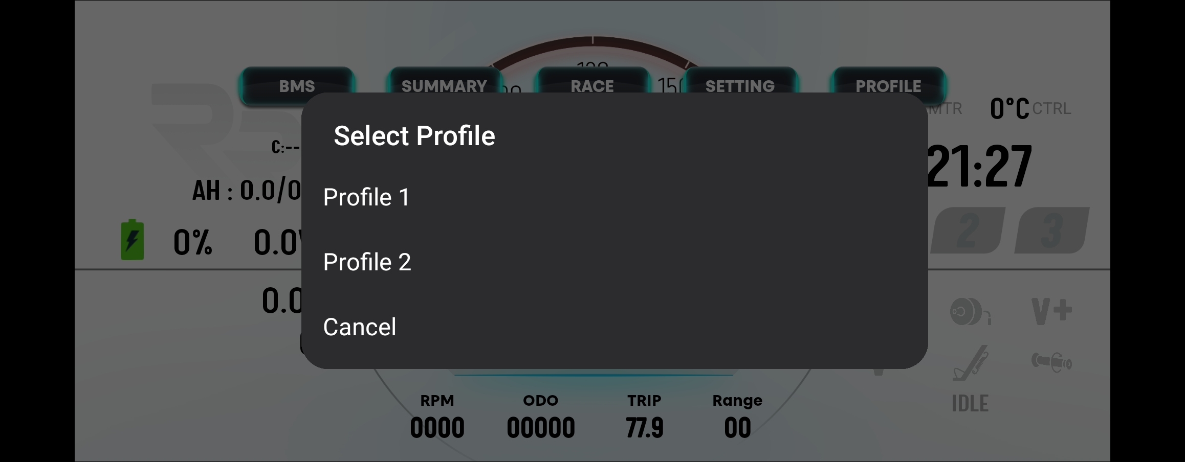 RRDash profile selection